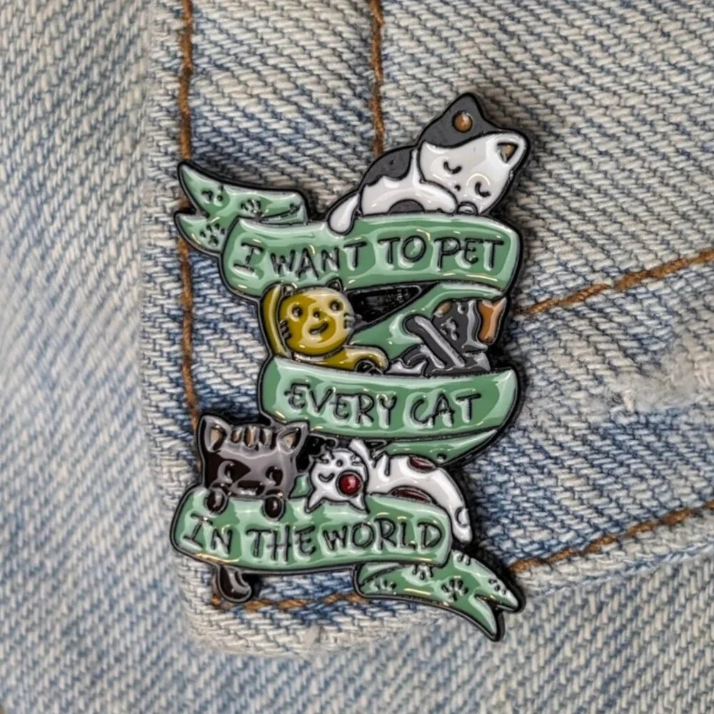 (5/$20) Pet Every Cat Enamel Pin - Picture 1 of 3